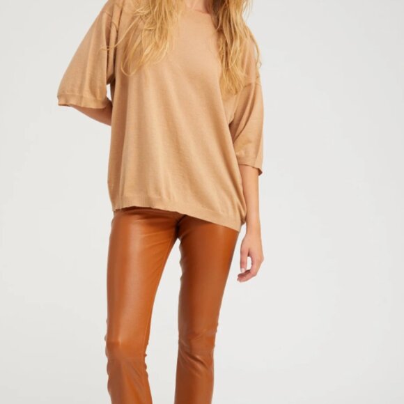 SPRWMN Chestnut Leather Ankle Flare - Picture 3 of 4